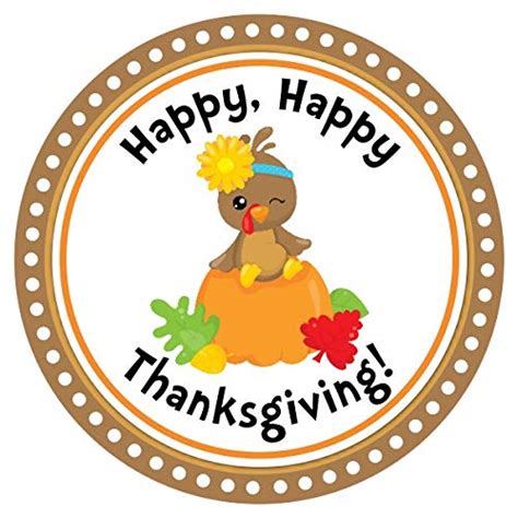 Happy Thanksgiving Stickers Pumpkin Turkey Labels 25