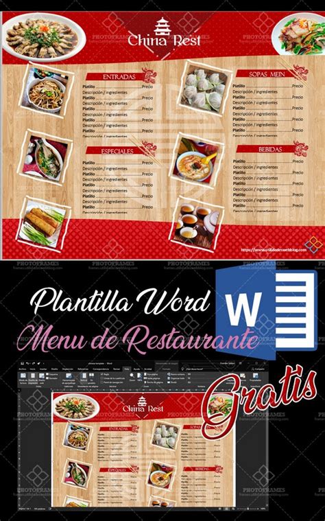 Plantilla Editable En Word De Menú Para Restaurante De Comida China