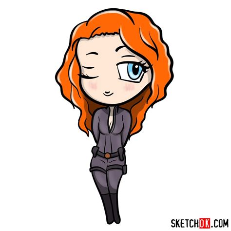 How To Draw Cute Chibi Black Widow Sketchok Easy Drawing Guides