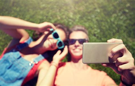 Happy Couple Taking Selfie On Smartphone At Summer Stock Image Image Of Person Self 155483505