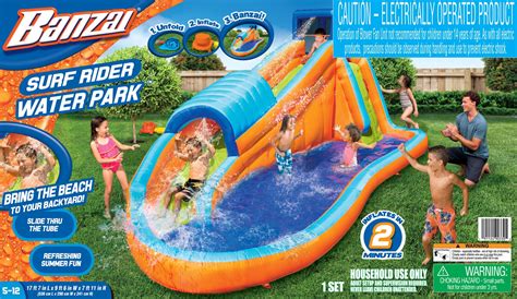 Banzai Kids Oversized Backyard Inflatable Surf Rider Aqua Park With