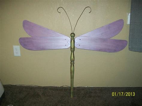 Upcycled Dragonfly Created With Ceiling Fan Blades And A Chair Leg Can