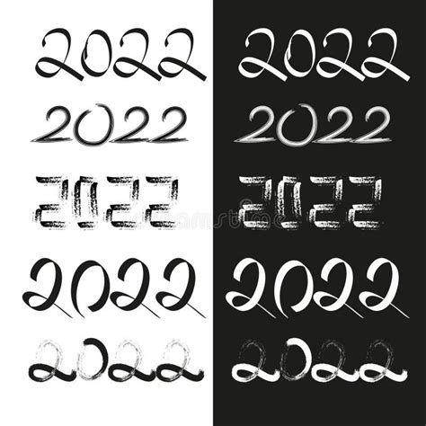 New Year 2022 Set Of Hand Drawn Numbers Symbol Of The Year 2022