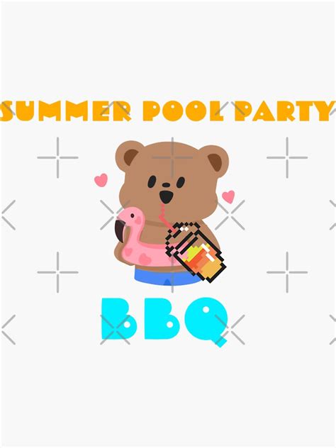 Summer Pool Party Bbq Sticker For Sale By Myworldisbetter Redbubble