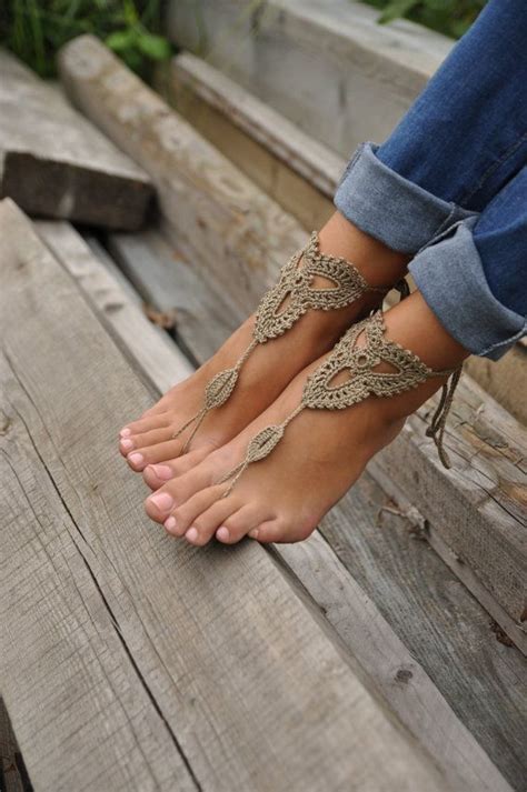 beach wedding white crochet barefoot sandals nude shoes foot jewelry bridal barefoot sandal