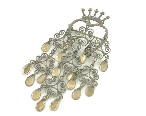 Antique Norwegian Silver Solje Brooch 830 Silver Norwegian Heart Crown