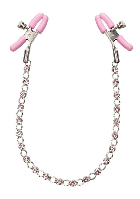 nipple play crystal chain nipple clamps pink shop velvet box online
