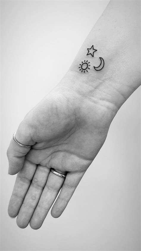 Sun Moon And Stars Tattoo Sun Tattoo Small Moon Tattoo Wrist Sun