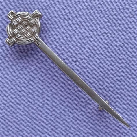 Vintage Sterling Silver Celtic Sword Kilt Pin Brooch Scottish