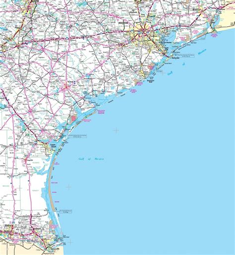 State And County Maps Of Texas Map Of Texas Coastline Cities