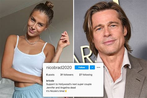 Brad Pitts Girlfriend Nicole Poturalski Caught Checking Out Fan