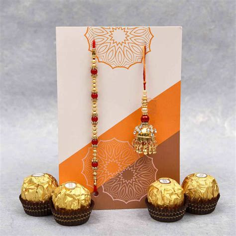 Bhaiya Bhabhi Rakhi With Ferrero Rocher Chocolate Pcs Gift Send