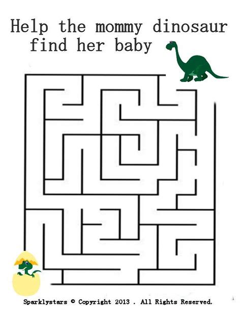 dinosaur maze easy age   fun worksheets  kids mazes  kids