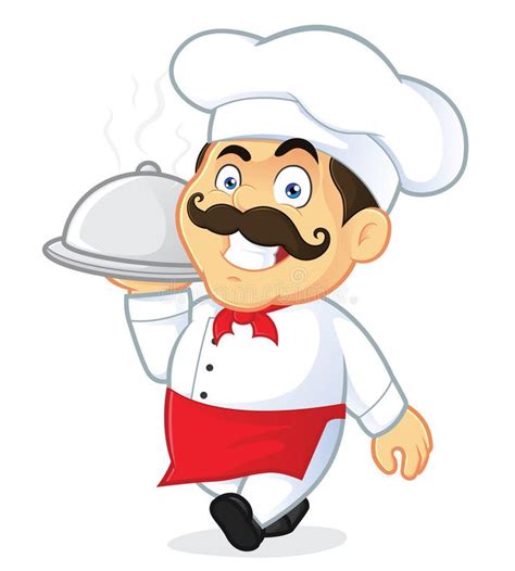 Chef Holding Silver Cloche Stock Vector Illustration Of Clipart