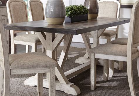 Table 75w x 42d x. Willowrun Rustic White Trestle Dining Table from Liberty ...
