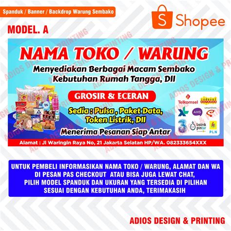 Jual Spanduk Banner Toko Kelontong Warung Sembako Shopee Indonesia