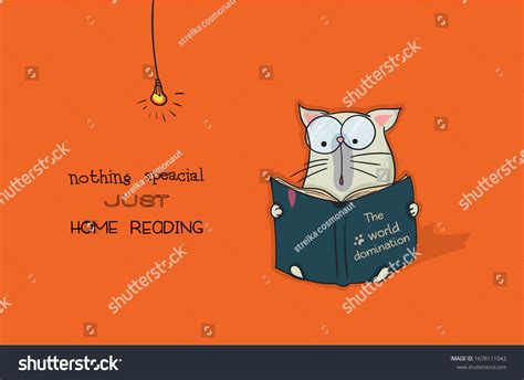 Funny Cat Reading Book World Domination Stock Vector Royalty Free