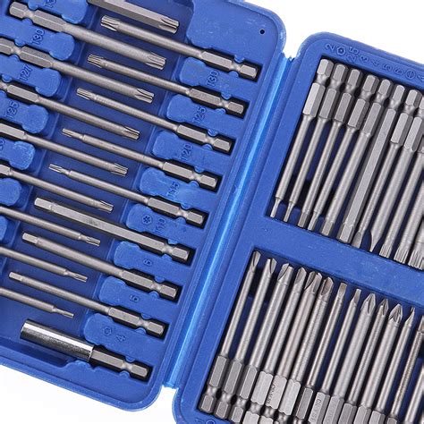 Drillpro 50pcs Screwdriver Bits Extra Long Reach Bit Set Torx Star Hex