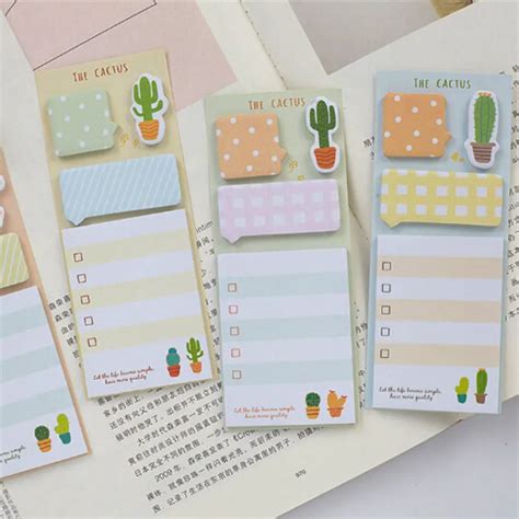 New Cactus Cute Stickers Planner Sticky Notes Stationery Notepad