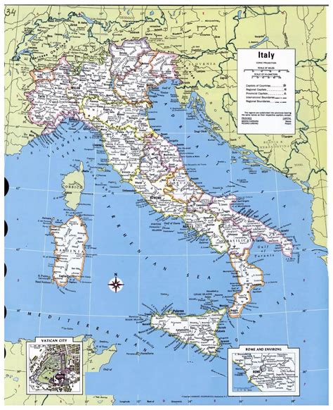 Large Detailed Political Map Of Italy With Relief Roads And Major Images
