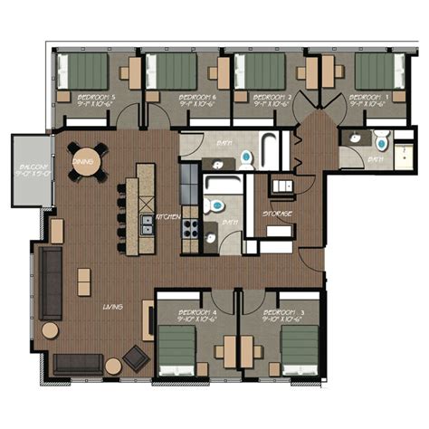6 Bedroom Apartment Floor Plan Online Information