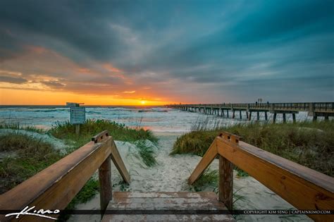 Jacksonville Beach Pier Florida Sunrise HDR Photography By Captain Kimo