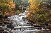 Hiking to Rensselaerville Falls in Huyck Preserve in Albany County ...