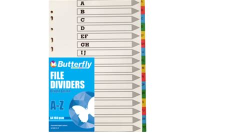 Butterfly File Dividers A4 16 Tab A Z Bright