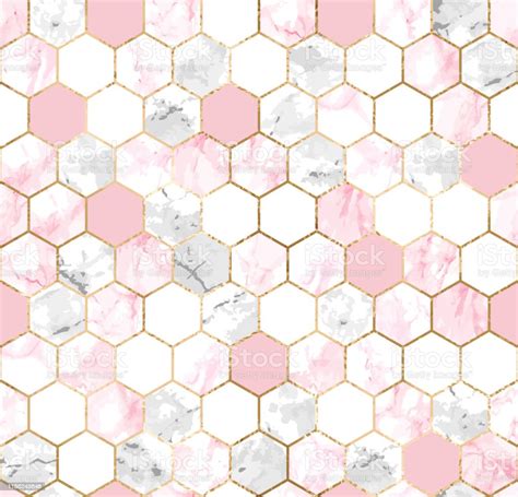 Seamless Abstract Geometric Pattern With Gold Lines Pink And Gray