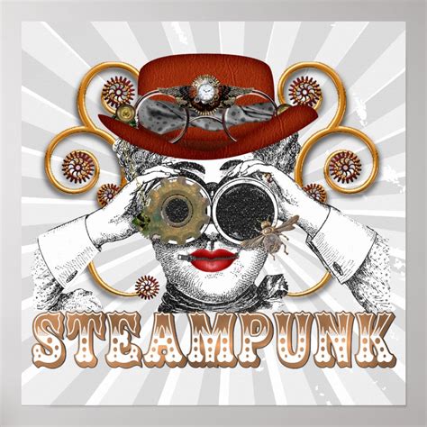 looking steampunked steampunk collage art poster zazzle