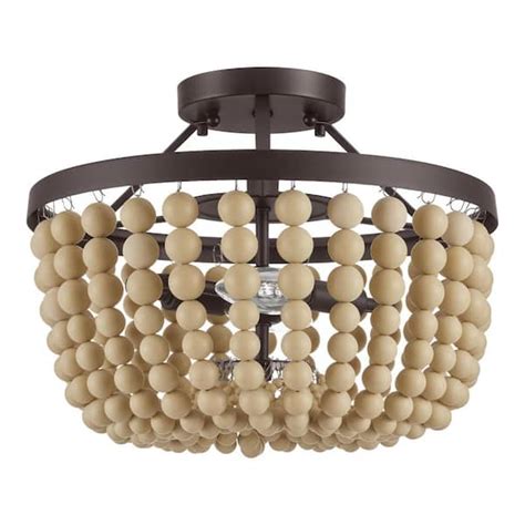 Hampton Bay Cayman In Light Bronze And Faux Wood Beaded Semi