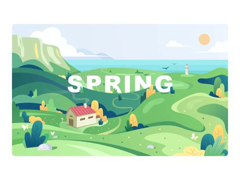 Nature In Spring By 𝙈𝙞𝙣𝙩𝙞𝙤𝙣 For Flame On Dribbble Landscape