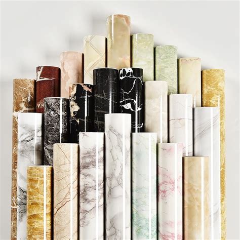 Self Adhesive Marble Vinyl Wallpaper Roll Furniture Decorative Film