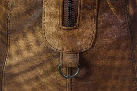 Details Of Leather Bag Zipper Stock Photo Image Of Textile Leather