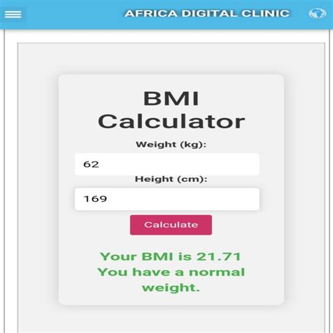 Calculate Your Body Mass Index Bmi Africa Digital Clinic