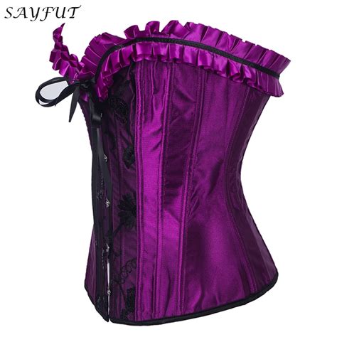 sayfut fashion womens sexy vintage gothic purple corset bustier waist trainer overbust slim