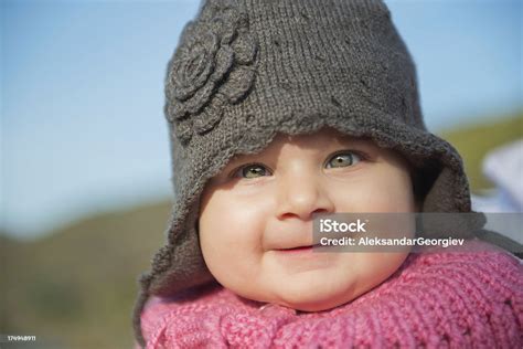 Close Up Of Cute Baby Face Outdoors Stock Photo Download Image Now
