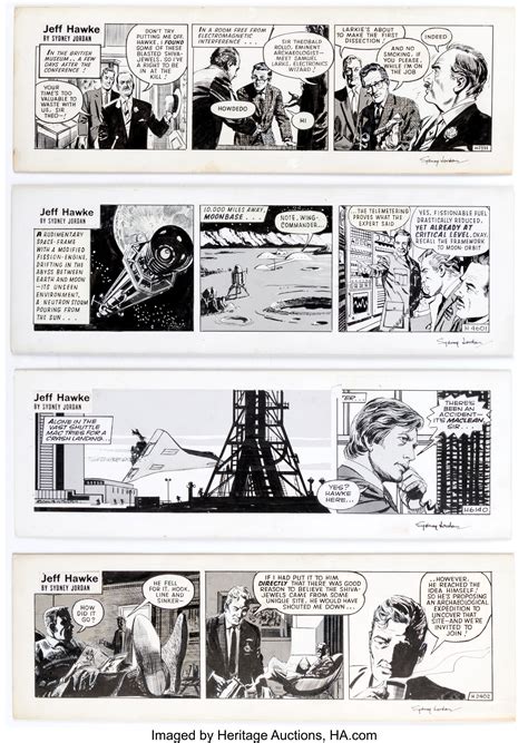 Sydney Jordan Jeff Hawke Daily Comic Strip Original Art Group Of 4