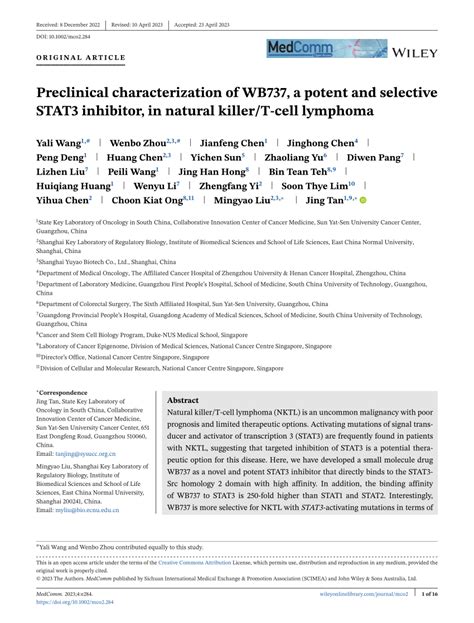 Pdf Preclinical Characterization Of Wb A Potent And Selective