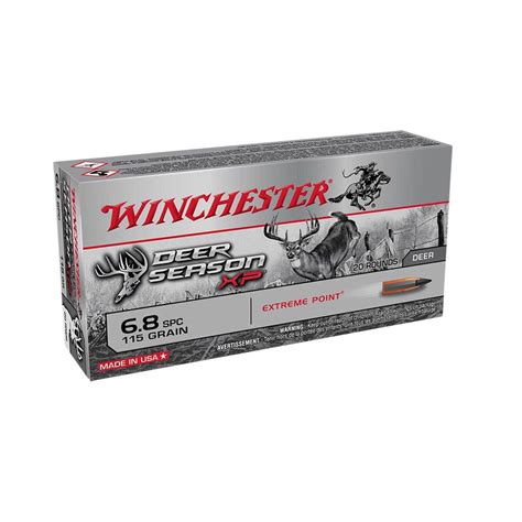 Winchester Deer Season Xp 68mm Spc 115gr Tapered Jacket Rifle Ammo