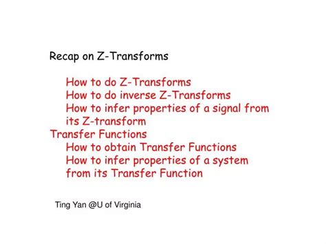 Ppt Recap On Z Transforms How To Do Z Transforms How To Do Inverse Z
