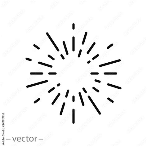 Sun Rays Icon Vector Concept With Sunburst Thin Line Symbol On White