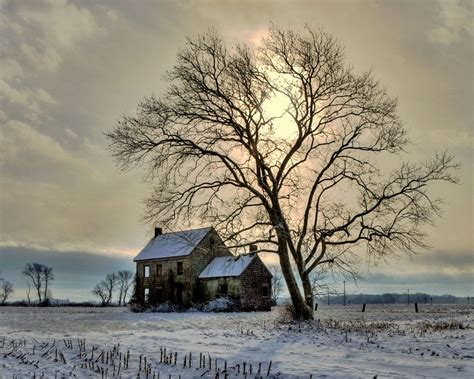 An Hdr Photo Of My Favorite Abandoned House After A Snow Storm