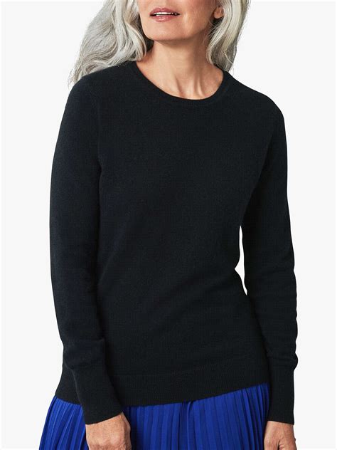 Pure Collection Cashmere Crew Neck Jumper Black At John Lewis And Partners