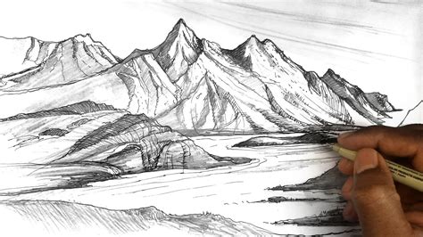 How To Draw Mountains Mountain Sketches Youtube