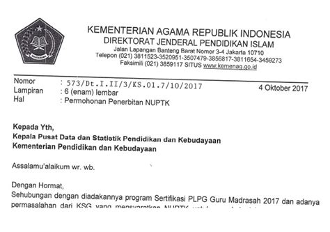 Contoh surat permohonan guru ganti kafa. Permohonan Penerbitan NUPTK Sertifikasi PLPG Guru Madrasah ...