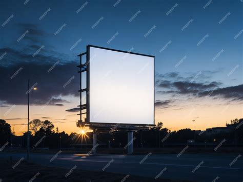 Premium Ai Image Blank Billboard At Twilight Sky Sunset With City