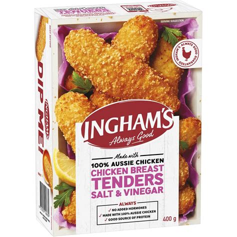 Ingham S Frozen Chicken Breast Tenders Salt And Vinegar 400g Woolworths