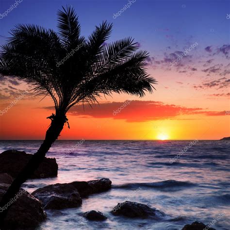 Beautiful Sunset At Tropical Beach — Stock Photo