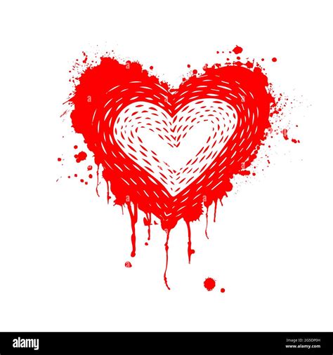 Vector Illustration Of Grunge Heart Made With Red Ink Valentines Day